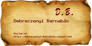 Debreczenyi Barnabás névjegykártya